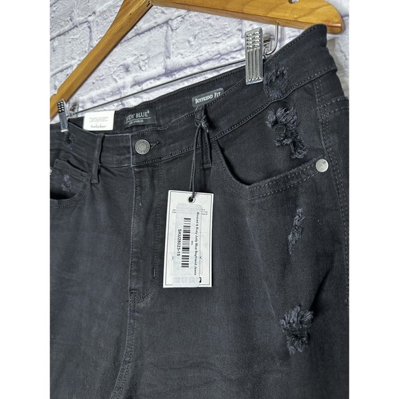Judy Blue Size 15 / 32 Black High Rise Boyfriend Jeans Distressed JB82161BK NEW - Picture 3 of 6